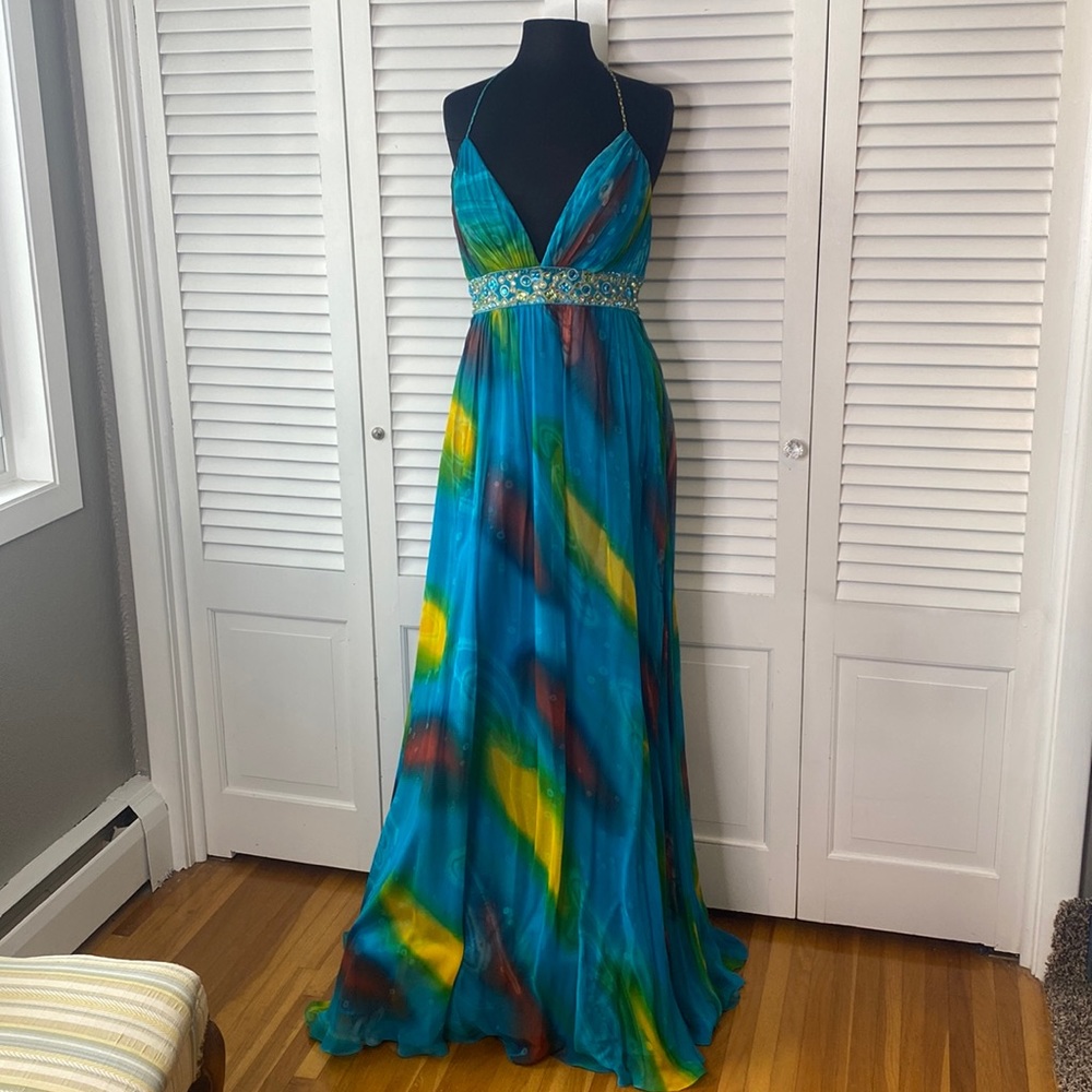Blush Prom by Alexia NWT Rainbow Halter Dress
